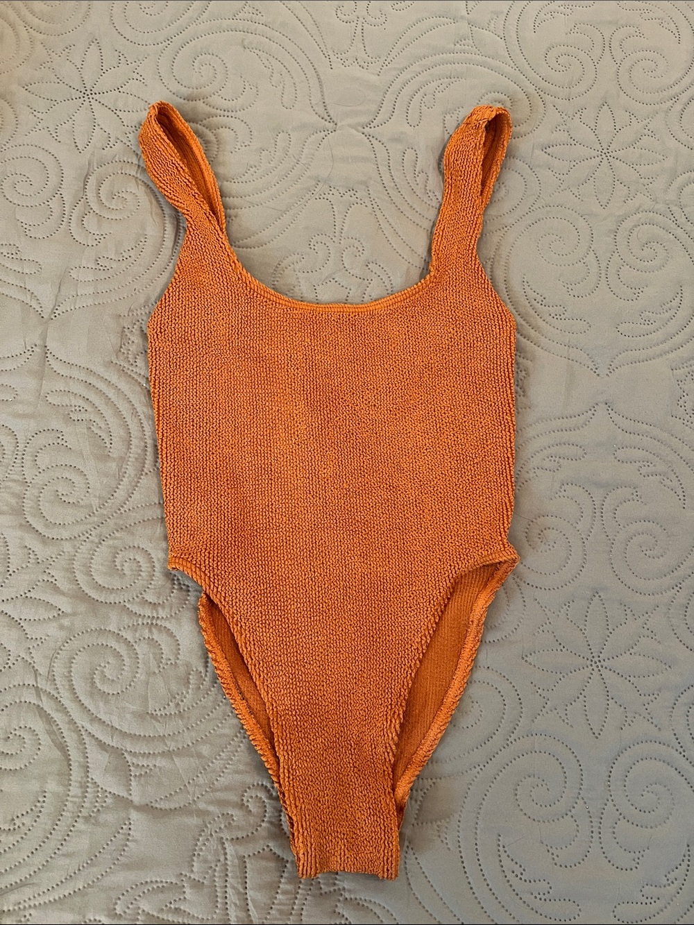 bond-eye Orange Textured Knit One-Piece